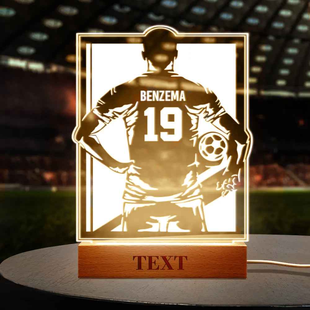 Personalized Soccer Night Light - Perfect Gift for World Cup Fans Rectangle Wooden Base