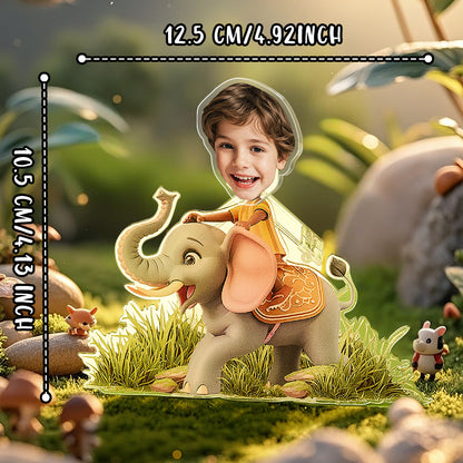 Custom face standee in use on a child's desk — personalised shaking head ornament perfect for bedroom or study decoration