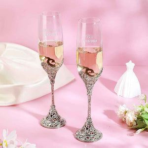 Personalized Champagne Flutes Toasting Glasses Wedding Gift for Bride and Groom