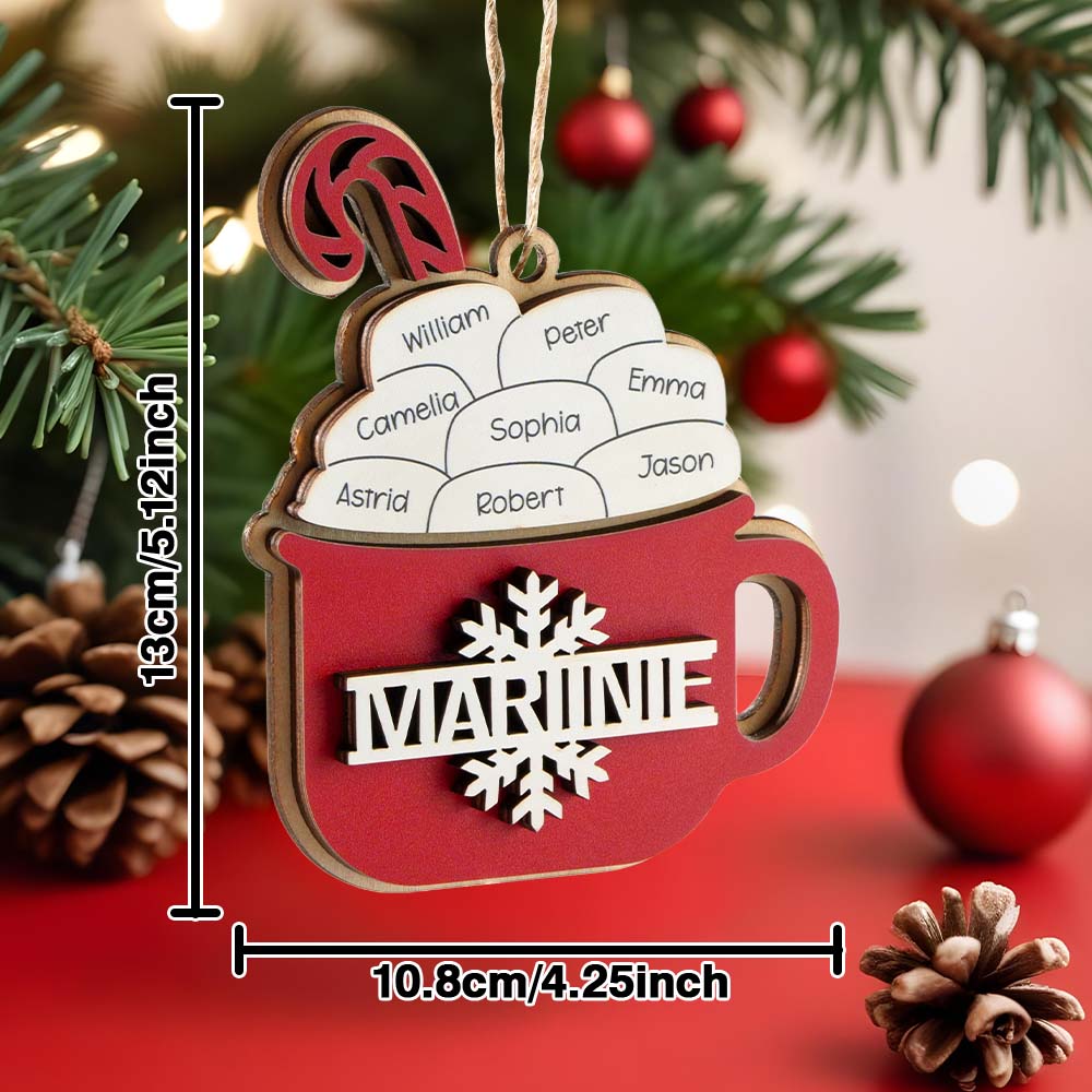 Personalised Family Hot Cocoa Ornament - Custom Name Christmas Decoration