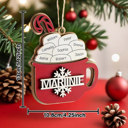 Personalised Family Hot Cocoa Ornament - Custom Name Christmas Decoration