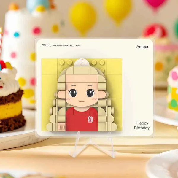 Customized 1 Person Brick Figure Greeting Card Acrylic Display Valentine's Day Gift Birthday Gift
