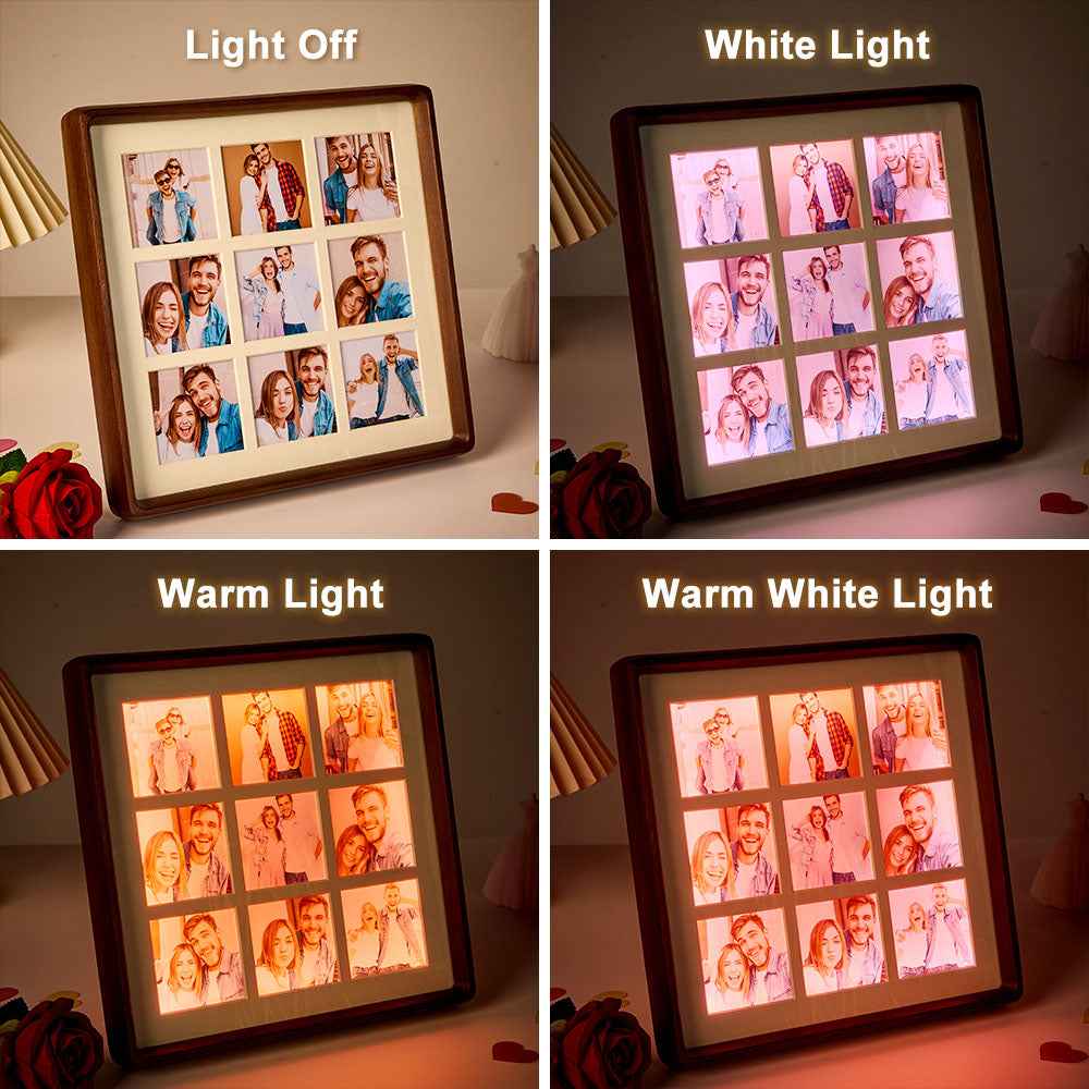 Personalized Photo Collage Photo Frame with Light Gift for Lover