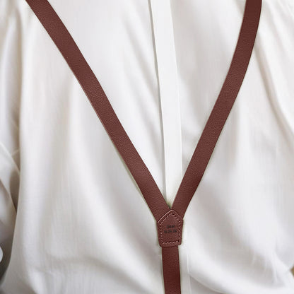 Personalised Men's PU Leather Suspenders with Engraved Name | Groomsmen Gift