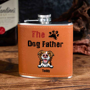 Personalized PU Leather Flask Stainless Steel 6oz Whiskey Flask Gift for Pet Lover
