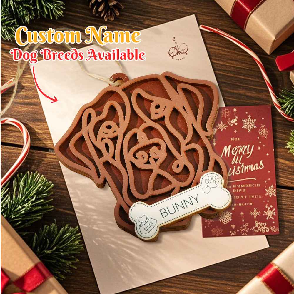 Personalized Line Art Dog with Name Christmas Ornament Christmas Gift for Dog Lover