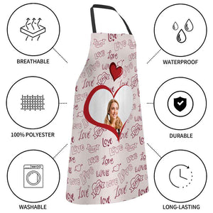 Personalized Heart Photo Apron Pink Love Valentine Apron