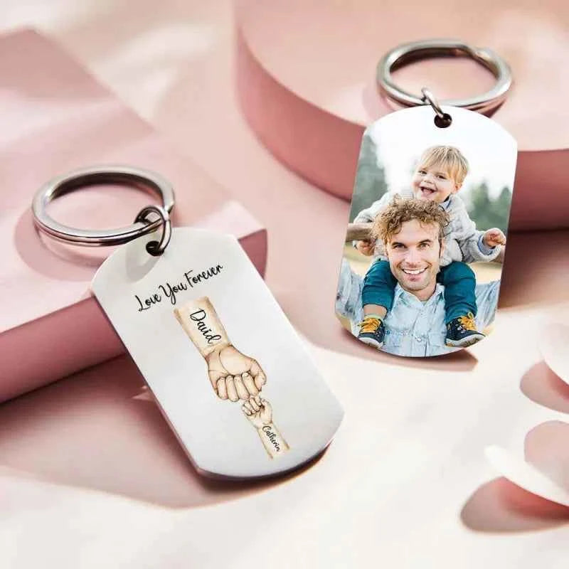Custom Bump Keychain Best Dad Ever Keychain Photo Keyring Father's Day Gift