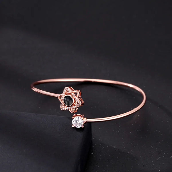 Personalised Photo Projection Bracelet | Engraved Heart Jewellery Gift