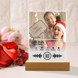 Custom Scannable QR Code Plaque Personalized Video Plaque with Wooden Stand Gift