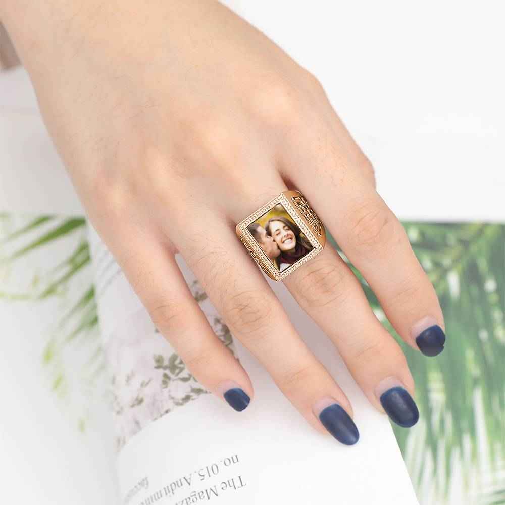 Mother's Gift Custom Vintage Square Photo Ring