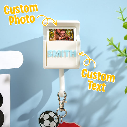 Main product shot of the Personalised Gravity Hooks Gift — a 3D printed PLA hook displaying a custom family photo, perfect personalised home decor for family and teachers