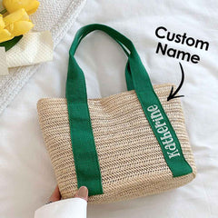 Personalized Beach Straw Bags Custom Tote Bag Bridal Shower Bag Wedding Gift for Bridesmaid Bride