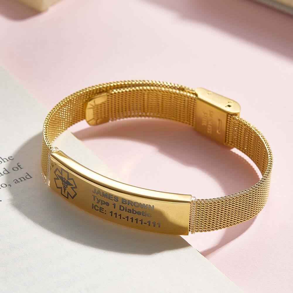 Personalized Emergency Medical Alert ID Bracelet with Text Adjustable Bracelet Gift for Diabetes Epilepsy Autism
