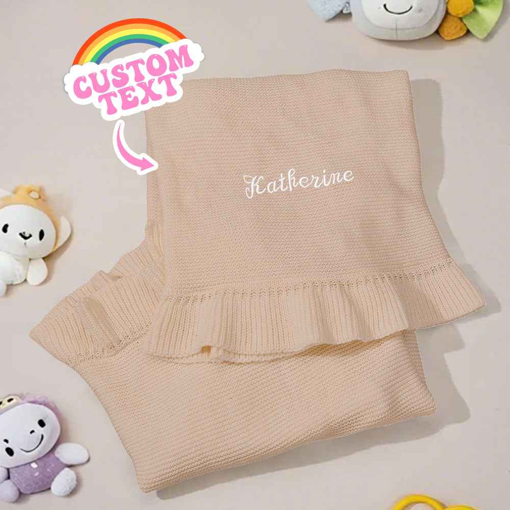 Personalized Baby Knitted Blanket Custom Baby Blanket with Embroidered Name Gift for Baby