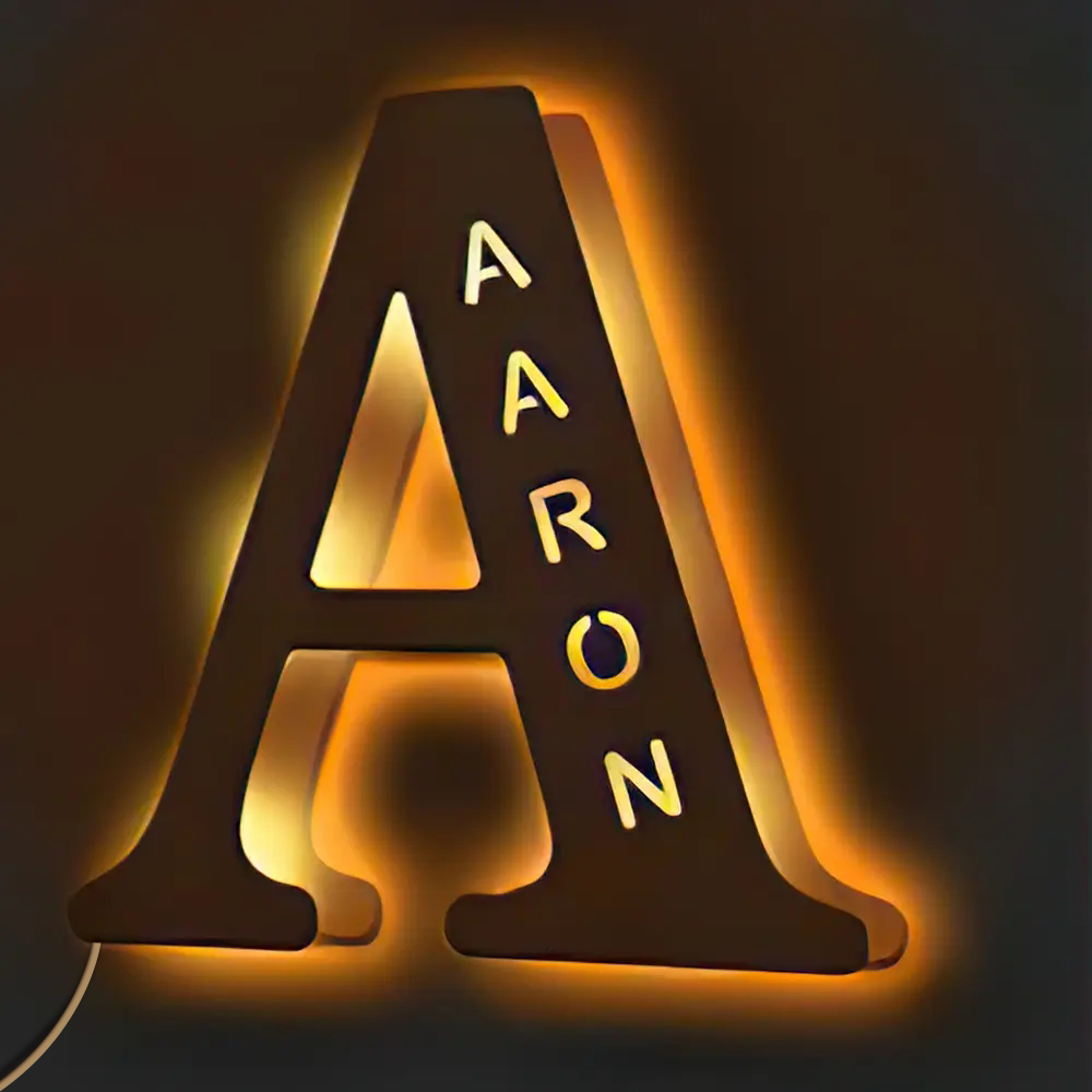 Personalised Wooden Letter Lamp - Custom Name Night Light 19CM - Unique Gift