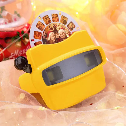 Close-up of a retro photo viewfinder showcasing personalised photos in the reels.