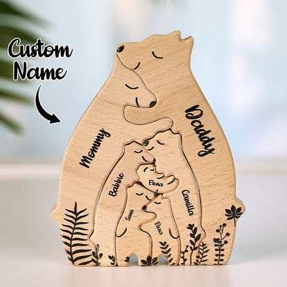 Personalised wooden heart bear puzzle presented ready to gift – custom name engraving on each bear for a thoughtful keepsake