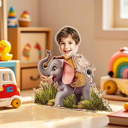 Close-up of custom photo acrylic standee showing shaking head mechanism — ideal personalised kids gift and desk ornament