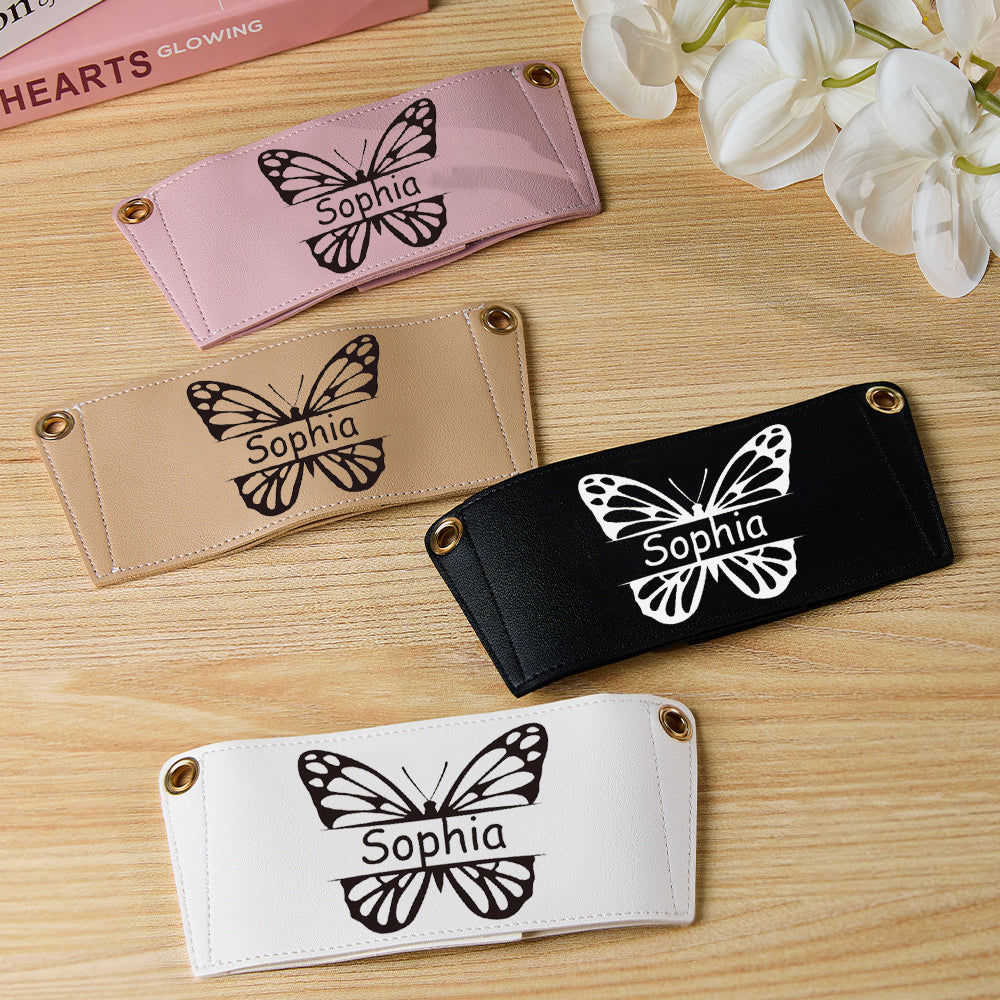 Personalised Butterfly Water Bottle Carrier Bag for 40oz Stanley Tumbler - Adjustable Strap Gift