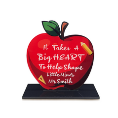 Personalised Apple Teacher Desk Sign - Custom Acrylic Plaque