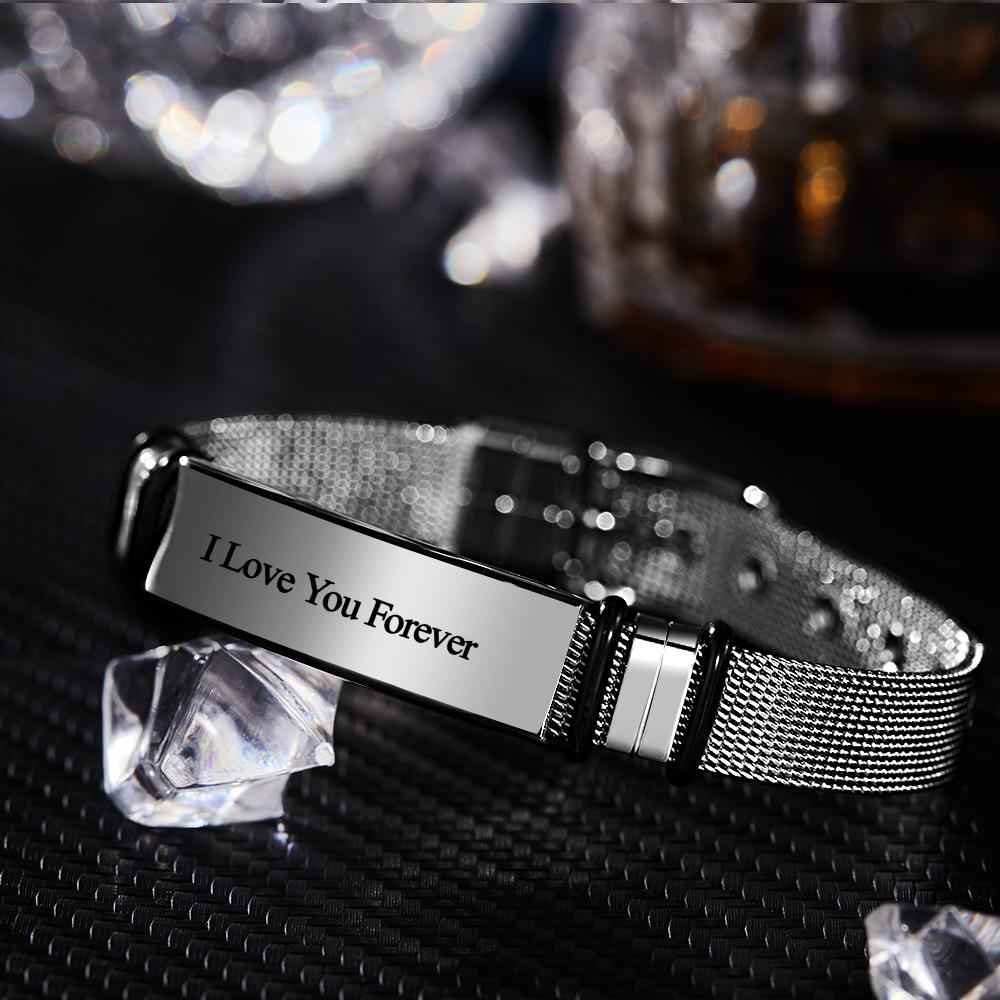 Personalized Engraved Text Black Bracelet