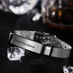 Personalized Engraved Text Black Bracelet