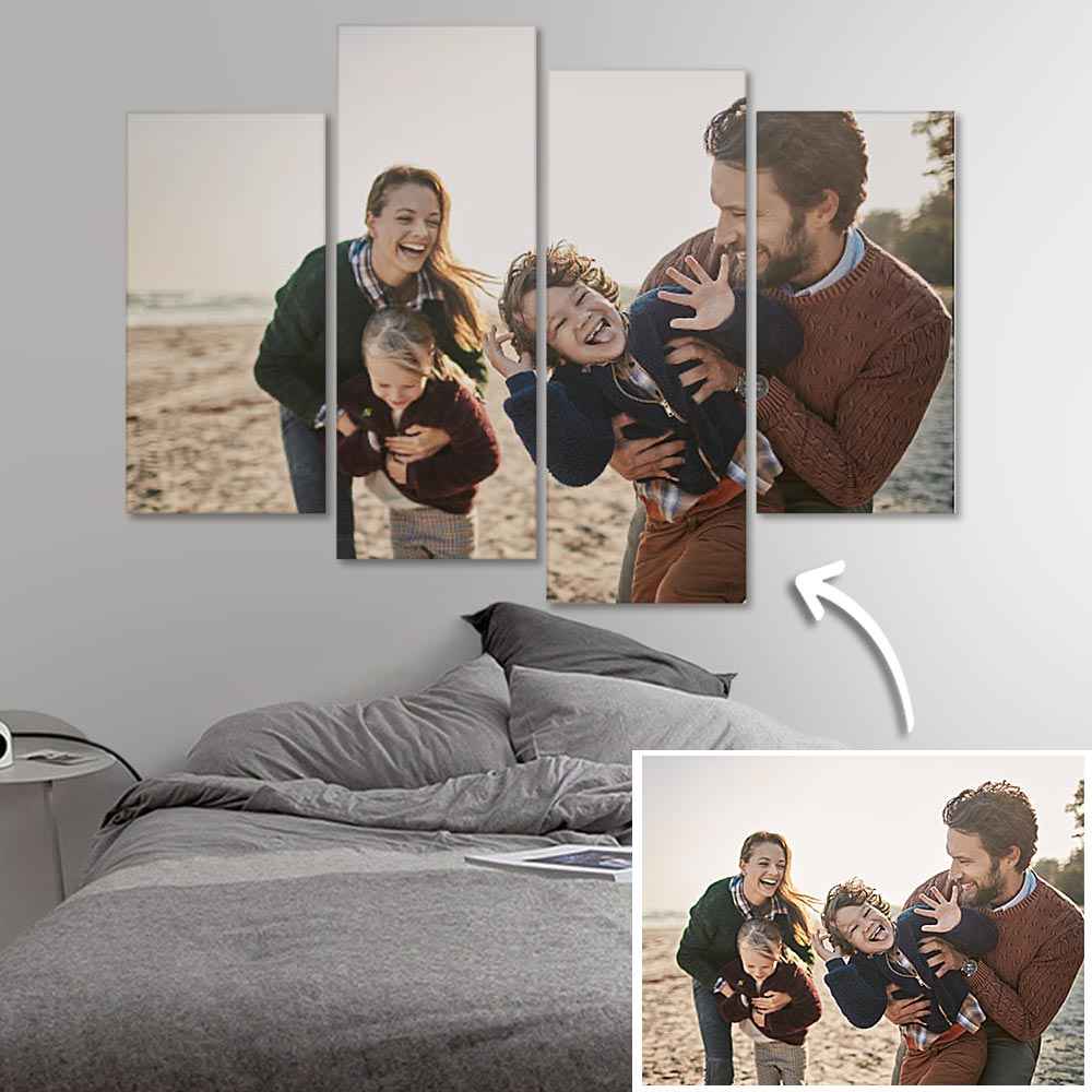 Custom 4 PCS Photo Oil Painting Canvas Art Wall Decor Frameless