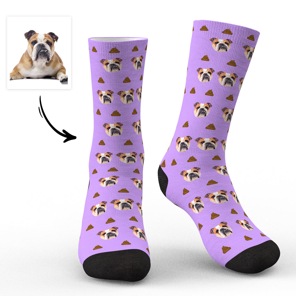Screenshot of the free online design tool for personalised photo socks — upload high-resolution images and customise text for perfect custom face socks