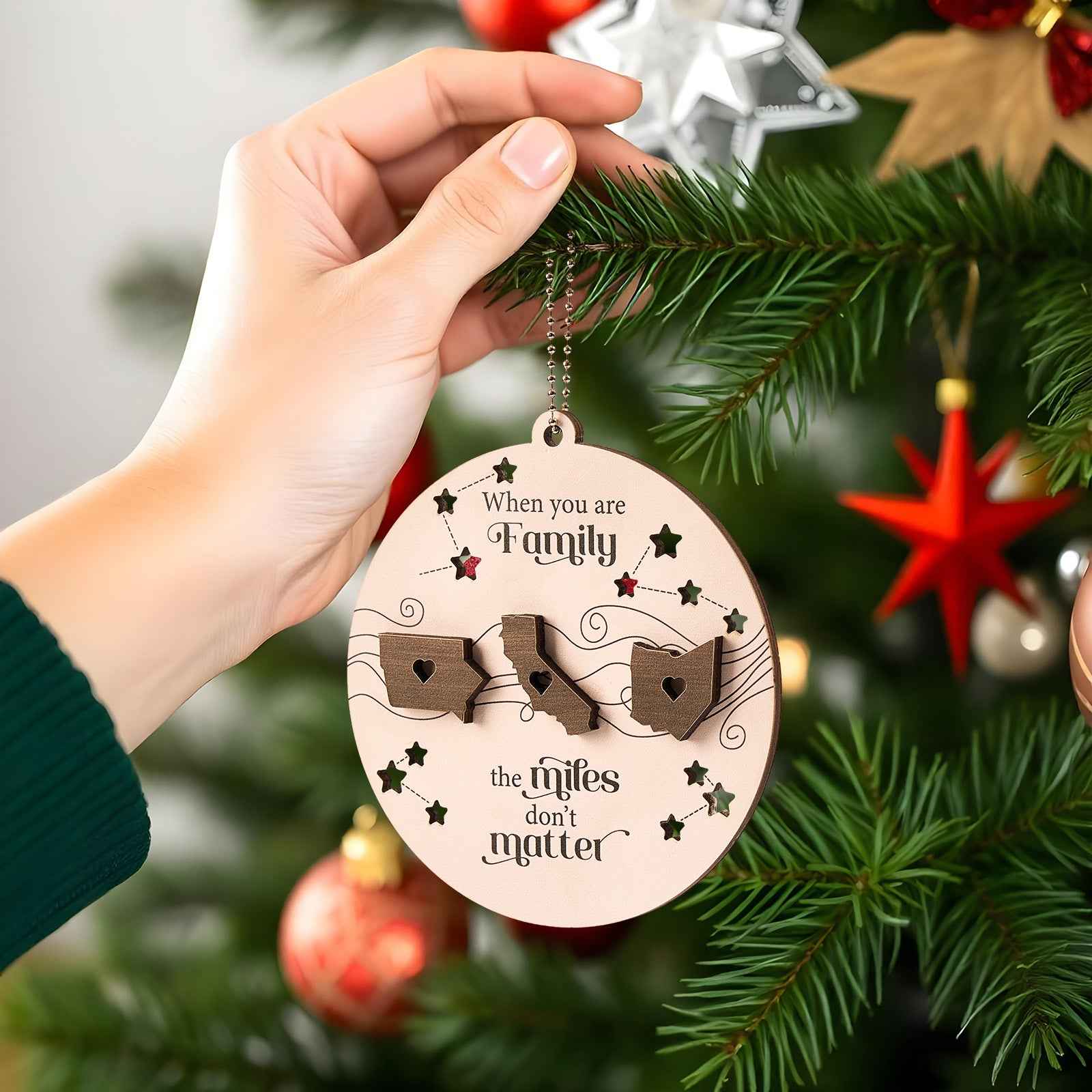 Personalized Family Togetherness Christmas Ornament State Map Ornament for Friends Sister Sibling Gift