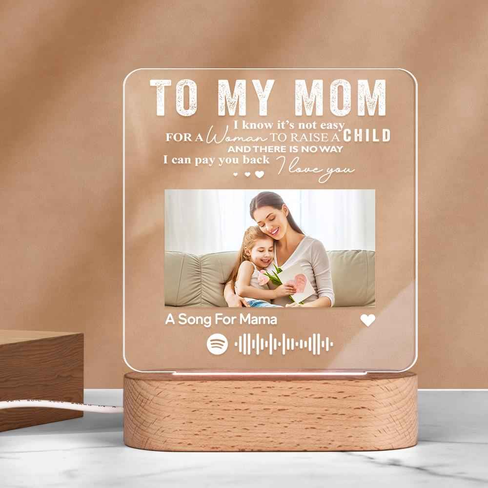 Personalized Music Plaque Photo Night Light Song Plaque Custom Photo Lamp Music Code Engagement Anniversary Gift for Dad