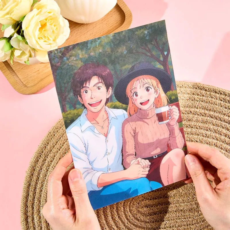 K-DualView Personalised Anime-Style Lenticular Photo Frame – Dual-View Ghibli-Inspired Gift