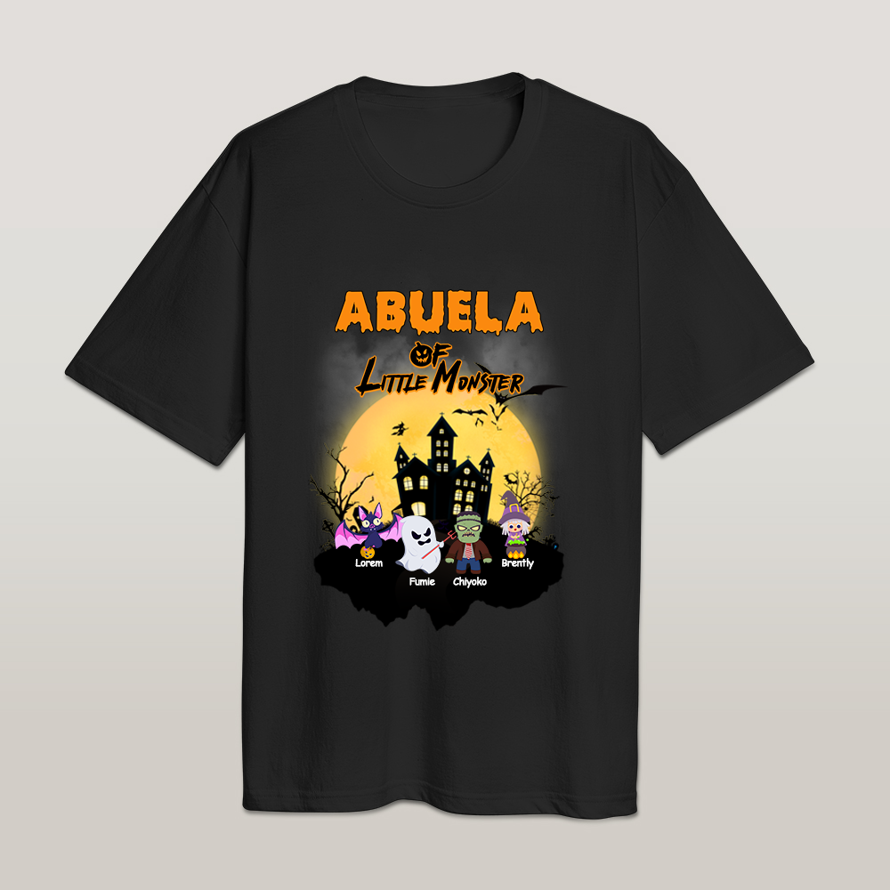 Colour and size options for personalised Halloween T-shirts – choose your colour, size and customisation for the perfect Halloween gift for parents