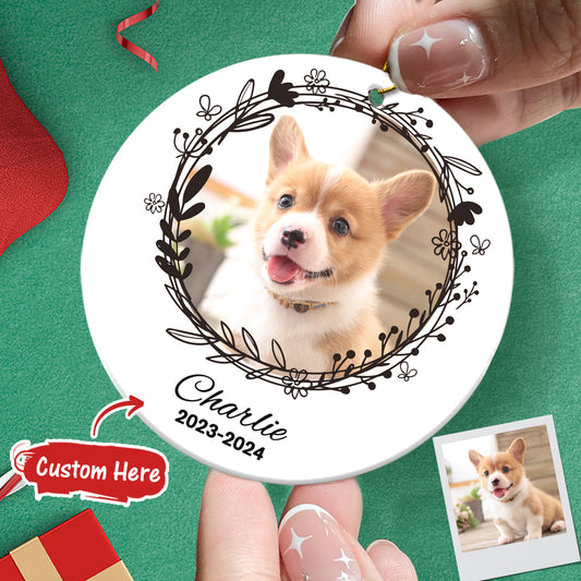 Personalised Pet Photo Ornament - Custom Dog Name Bauble Christmas Gift for Pet Lovers