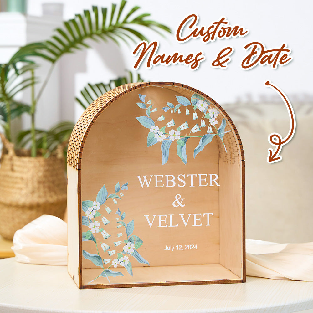 Personalised Wedding Keepsake Box - Engraved Memory Card Box Gift for Couples