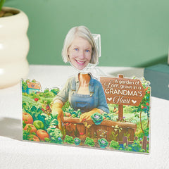 Personalised Grandma's Garden Shaking Head Standee - Unique Photo Gift for Nan