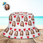 Personalised custom face unisex bucket hat — front view of foldable UV sun hat with structured brim, breathable fabric and vivid heat‑transfer print for reliable sun protection