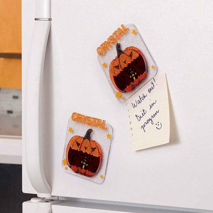 Custom Halloween Fridge Magnet with Name Refrigerator Magnet Home Decoration for Halloween Gift