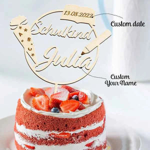 Custom Name Cake Topper Personalized Wooden School Cone Cake Decoration