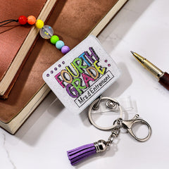 Personalised Glitter Acrylic Beaded Tassel Lanyard with Name - Teacher Gift