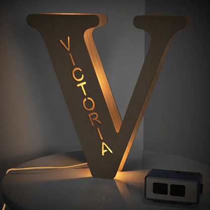 Personalised Wooden Letter Lamp - Custom Name Night Light 19CM - Unique Gift