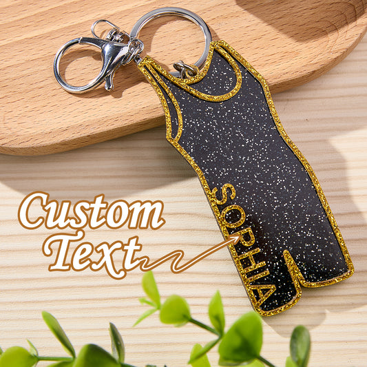 Personalised name wrestling singlet keychain on white background — acrylic personalised wrestling keychain with custom name, perfect custom wrestling keyring gift