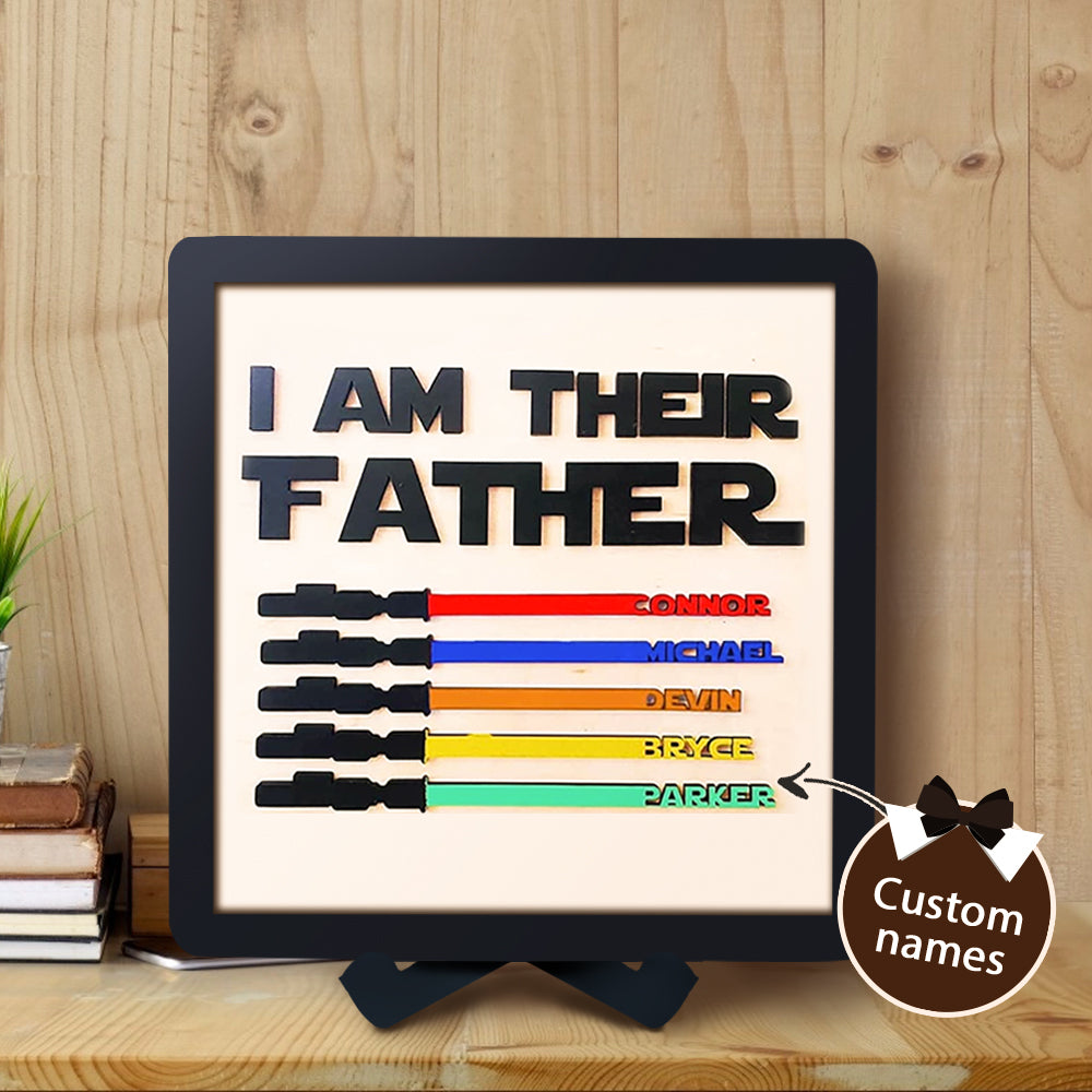 Custom Name Lightsaber Sign - Personalised Father's Day Gift with Wooden Plaque