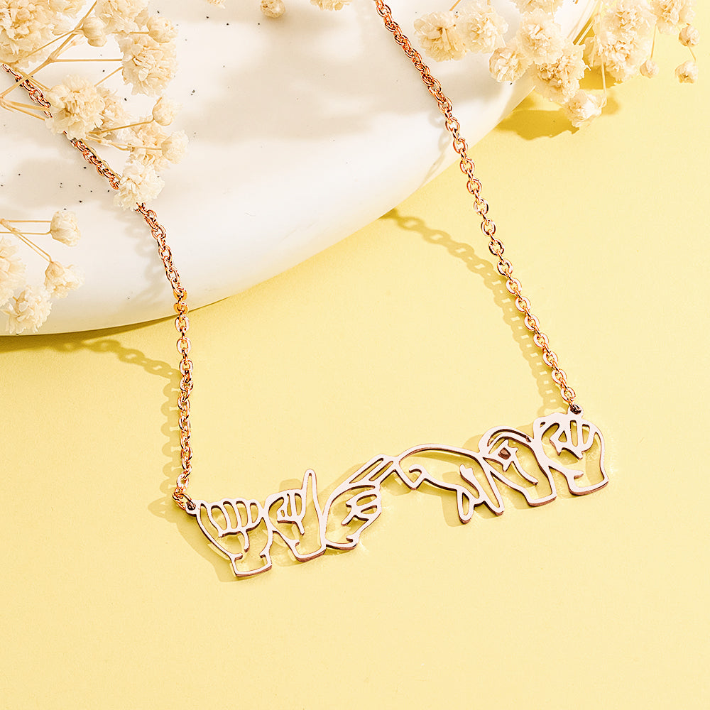 Personalised ASL Necklace - Custom Sign Language Jewelry Gift for Hearing Impairment