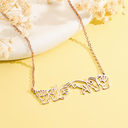 Personalised ASL Necklace - Custom Sign Language Jewelry Gift for Hearing Impairment