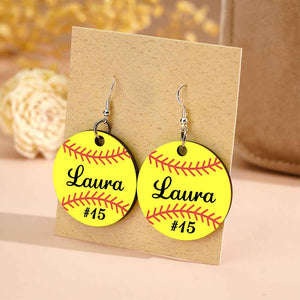 Personalized Baseball Softball Wooden Earrings Birthday Anniversary Gift for Sports Lover