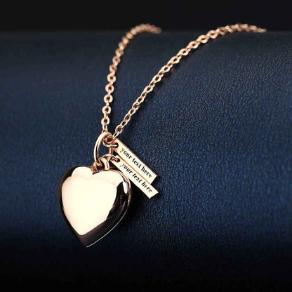 Custom Heart Photo Locket Necklace with Two Engraved Bars
