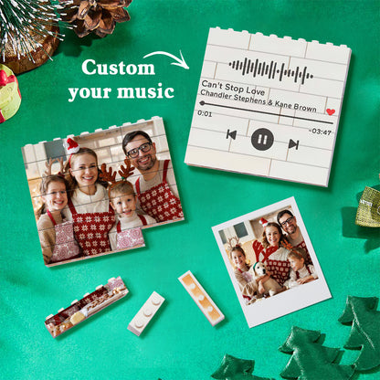 Personalised Building Brick Puzzle Photo Block Christmas Decoration - Customisable Ornament