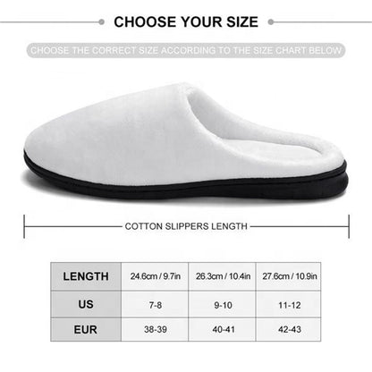 Top view of personalised slippers showing clear custom face photo print and breathable cotton lining for comfort