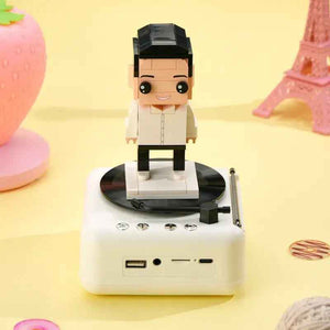 Customizable 1 Person Full Body Custom Brick Figures with Bluetooth Speaker Base Can Play Music Anniversary Gift